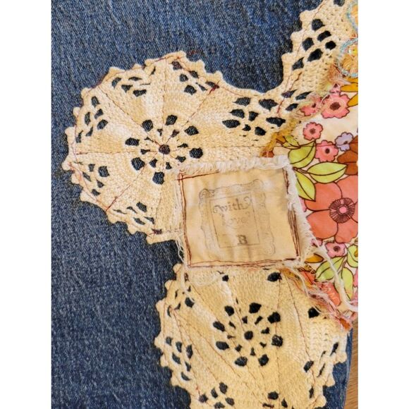 Ooak upcycled patchwork boho Hippie jean skirt size 16 xlg denim - Picture 3 of 12